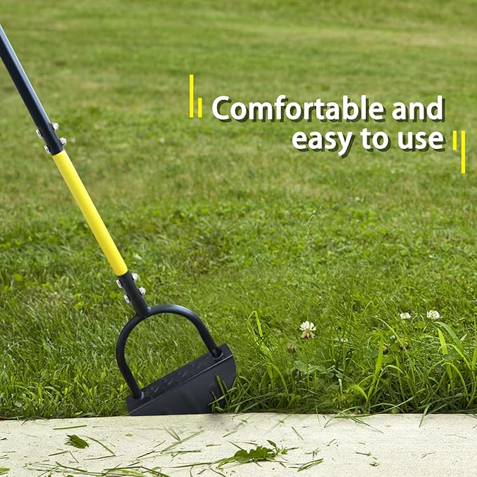 Byhager Professional Lawn Edger Tool, Heavy Duty Steel Half Moon & Saw-Tooth Blade for Clean Borders, Long Handle Reduces Back Strain, Manual Edger Ideal for Garden Edges, Sidewalks, Flower Beds