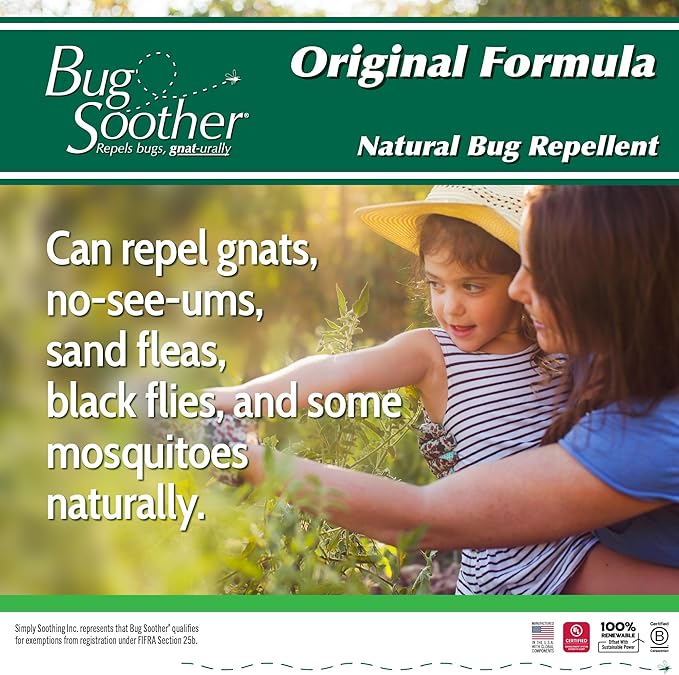 Bug Soother Refill - Natural Insect, Gnat and Mosquito Repellent & Deterrent - 100% DEET-Free Safe Bug Spray for Adults, Kids, Pets, Environment - Includes Free 1 oz. Travel Size. (16 oz.)