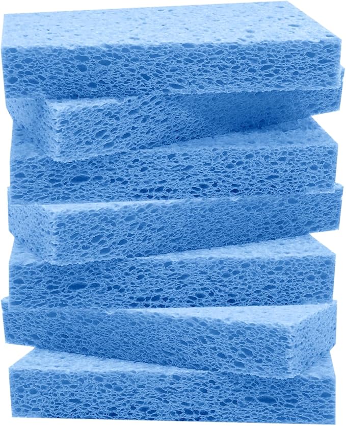 Large Cellulose Sponges, Kitchen Sponge for Dish, Thick Heavy Duty Scrub Pads, Non-Scratch Scrubber for Household/Cookware/Bathroom/Office/Boat 5.5" x 3" x 1" (7 Pack) Blue