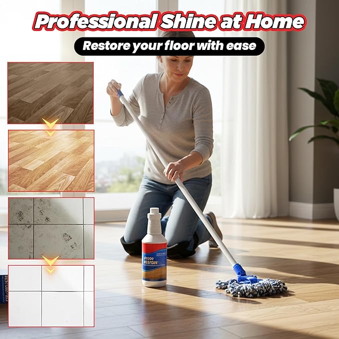 Floor Restore for Wood Floors: Floor Clean Restorer & Polish for Tile, Shine Wood, Laminate, Vinyl, Bamboo - Quick-Drying Flooring Protection Agent (1, 150 ml)
