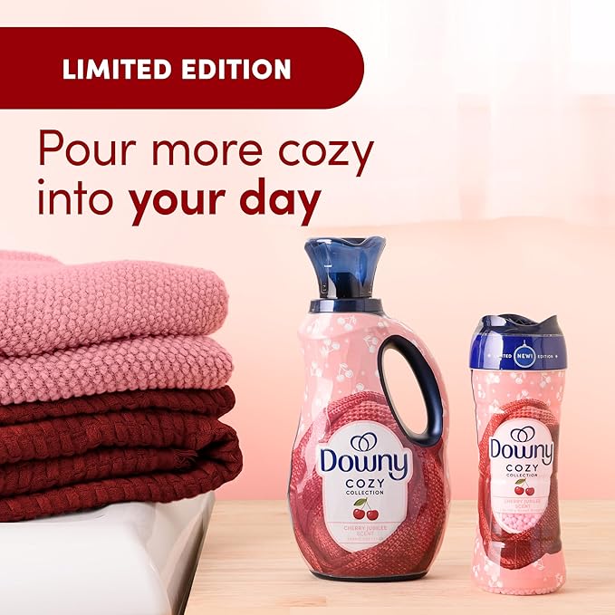 Downy Cozy Collection In-Wash Laundry Scent Booster Beads, Cherry Jubilee Scent, 7.8 oz, Limited Edition Laundry Beads