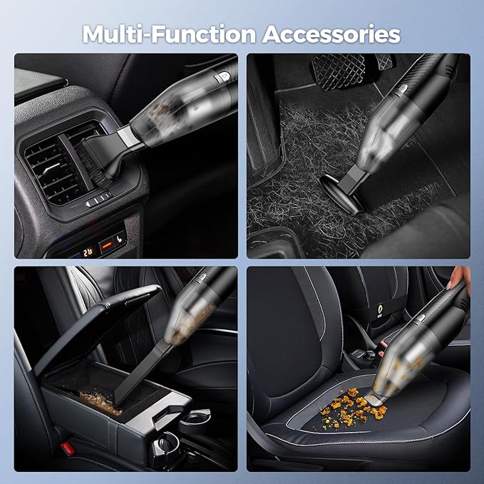 Handheld Vacuum Cordless -Car Vacuum Portable Cordless Cleaner with 11000Pa Powerful Suction,1.2lbs Lightweight, Type-C Charge, Multiple Accessories, Portable Hand Vacuum for Home, Pet and Car