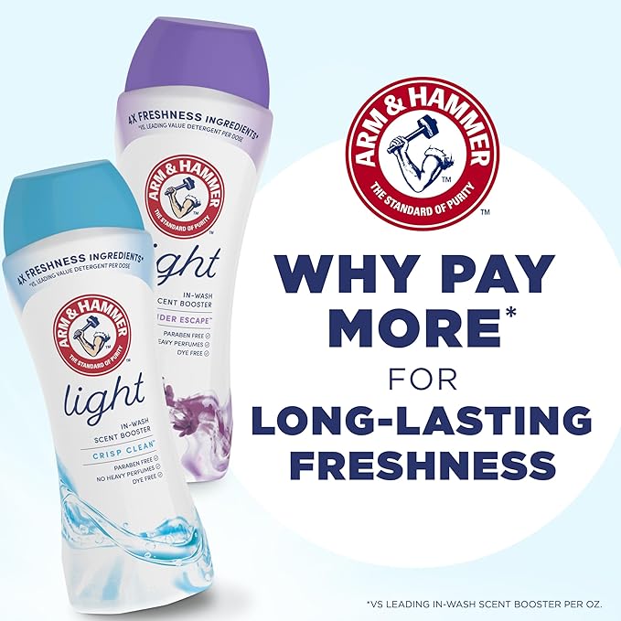 ARM & HAMMER Light In-Wash Scent Booster, Laundry Scent Booster Crisp Clean scent, 24 Oz