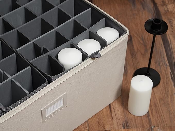 Covermates Keepsakes - Adjustable Zip-Top Storage Box - Configurable FlexGrid Compartments - Heavy Duty Polyester- Reinforced Handles - Stackable Design - Indoor Storage, Beige Heather