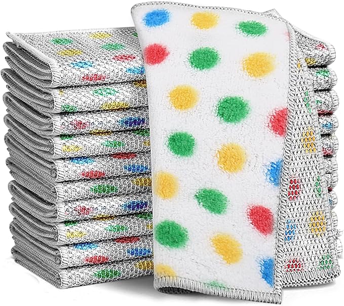 XANGNIER 10 Pcs Non Scratch Wire Dishcloth,2025 New Upgrade Steel Wool Cleaning Cloths for Wet and Dry,Multipurpose Wire Dishwashing Rag,Metal Mesh Miracle Cleaning Cloths for Kitchen,Dishes,Sink