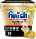 Finish Ultimate Quantum Dishwasher Pods, New & Improved Formula, Dishwasher Detergent Dish Soap, Removes Burnt-On & Dried-On Stain, Degreasing & Scrubbing Power, Lemon Scent, 38 Count