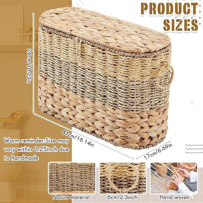 Ziliny Toilet Paper Storage, Toilet Paper Baskets with Lid Container for up to 9 Rolls, for Bathroom Accessories Basket Home Organizer