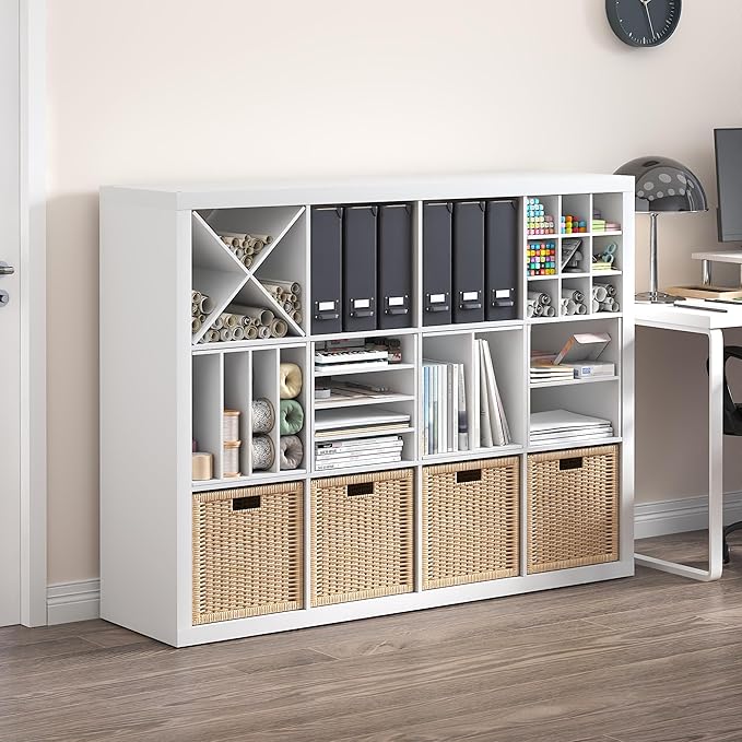 Furinno Cubicle Cube Insert, H-Shelf Cube Organizer, 2-Tier Shelf Accessory, Fits into Furinno Triple Thick Cubes, IKEA Kallax, for Organizers and Storage, White