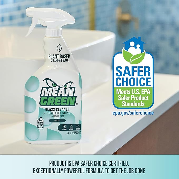 Mean Green Non-Concentrated Ready-to-Use Glass Cleaner, Fresh Scent, 24 Ounce, 6 Pack
