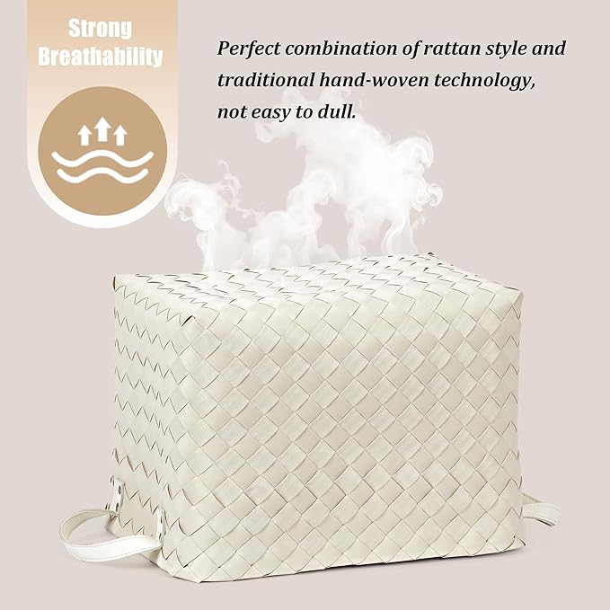 Handwoven Clothes Basket Laundry Hampers Large Wicker Storage Baskets for Shelves Blankets Closet Storage Bins Car Bedroom Bathroom Organizers and Storage Bath (Pack of 4, Ivory)