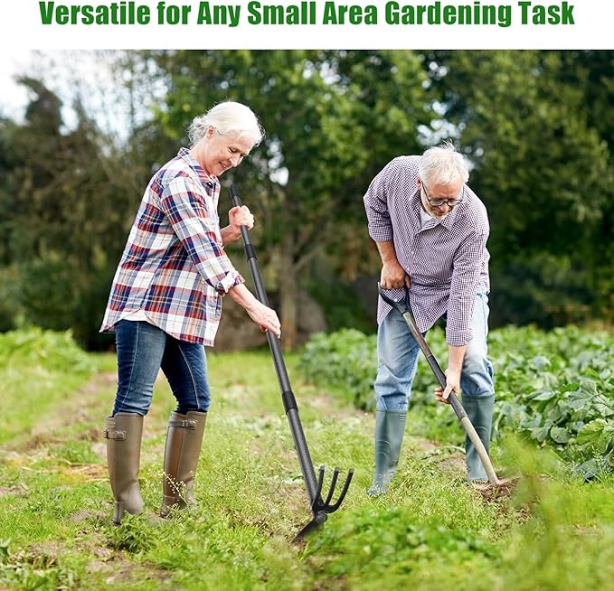 Hoe Garden Tool - Heavy Duty 2 in 1 Weed Hoes with Tiller Cultivator Rake,60 Inch Garden Hoe Long Handle for Weeding,Hand Weeder Tools for Indoor Outdoor Gardening,Planting