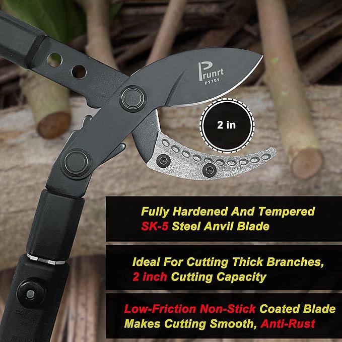 26-41 Inch Extendable Anvil Loppers, Sync Drive Leverage Tree Trimmers, Telescopic Pruners Heavy Duty, 2 Inch Cutting Capacity