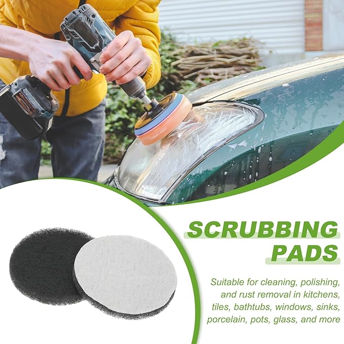 Power Scrub Pads, Scrubbing Pads 1000 Grits Scouring Discs - Fitting for (Home Kitchen Cleaning - Drill Attachment - Scrubber Replacement) 6 Pcs & 5 Inch & Gray