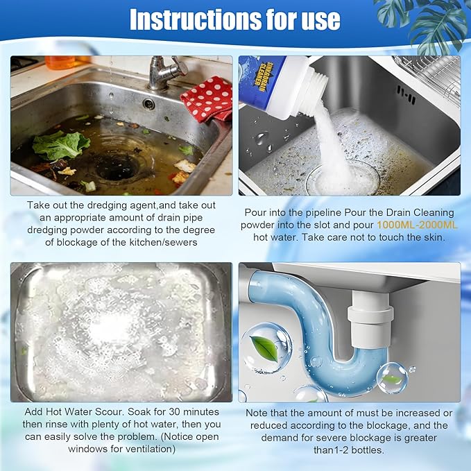 Sink Drain Cleaner, Powerful Pipeline Dredging Agent, Drain Clog Remover for Unclogs Bathroom and Kitchen Sinks, Drains (1PCS)