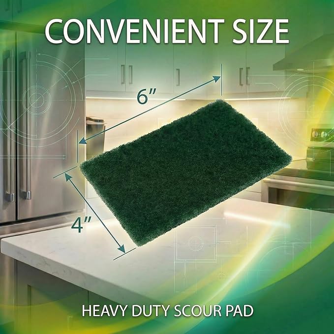 Amazon Basics Heavy Duty Scour Pads, Dish Scrubber for Kitchen + Outdoor, 4 Count, Pack of 1