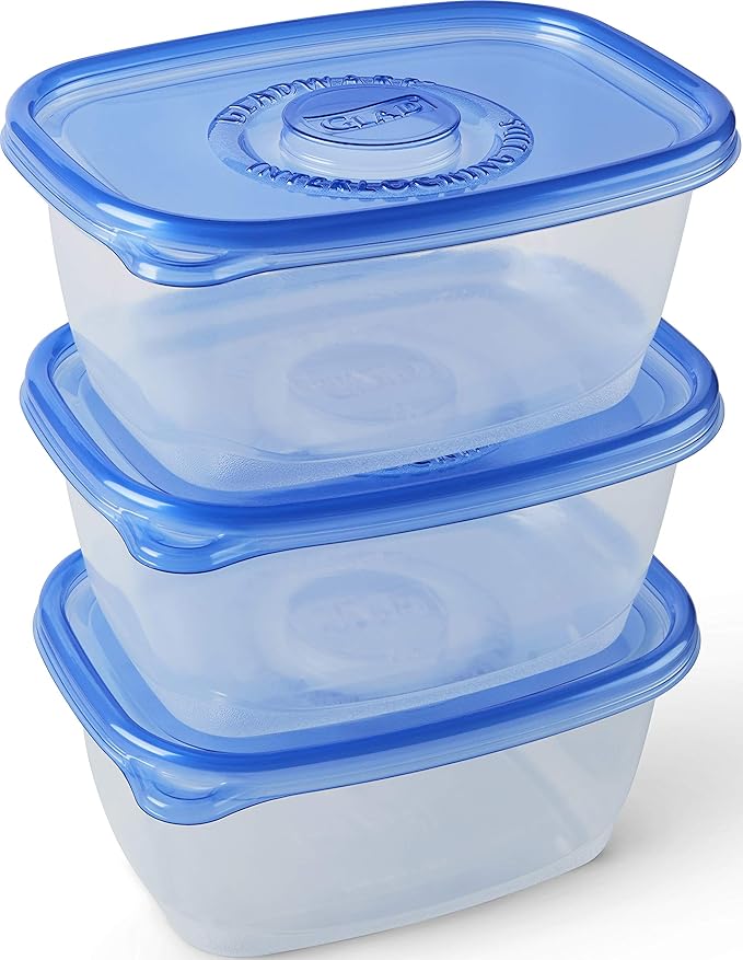 Glad GladWare Deep Dish Food Storage Containers with Lids, Large Rectangle BPA Free Plastic for Soups Salads and Meal Prep, Lock Tight Seal, Microwave Dishwasher Safe, 64 Oz, 3 Count - 6 Pack