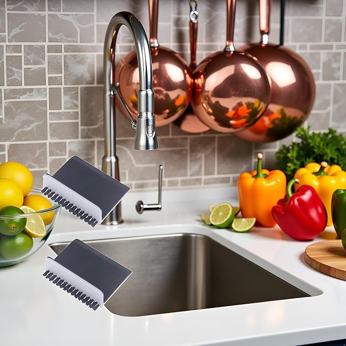 2 Pcs Black Kitchen Sink Squeegee Cleaner Countertop Brush Wiper Vegetable Cleaning Brush Wiper Home Kitchen Tool Fruit and Vegetable Cleaning Brushes Accessories Utensils and Gadgets
