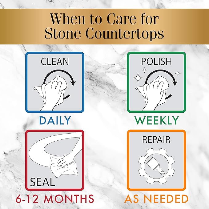 Stone Care International Daily Cleaner/Polish & Sealer Stone Care Kit for Granite, Quartz, Quartzite, Limestone Countertops - No residue, Superior Protection