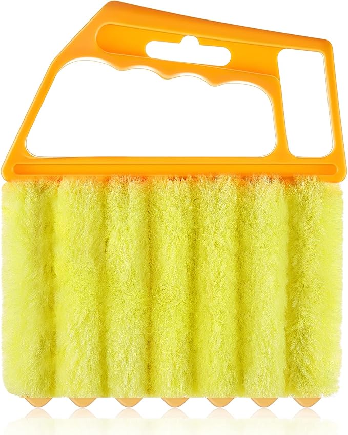 Geiserailie 1 Pcs Window Venetian Blind Cleaner Duster Tool Washable 7 Fingers Dusting Cleaner and Air Vent Shutter Brush Blinds Air Conditioner Fan Duster Dirt Housekeeping Tool (Orange)
