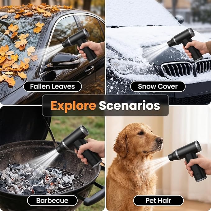 Compressed Air Duster & Vacuum Cleaner 4-in-1, 150,000RPM Powerful Electric Air Duster, Cordless Rechargeable with Adjustable Speed Handheld Air Blower for Keyboard, Car, Office, Home Electronics