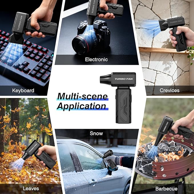 Compressed Air Duster, 390000RPM Powerful Electric Air Duster, 100-Gear Stepless Adjustable Cordless Air Blower with Brushless Motor, Upgraded Mini Blower for Keyboard Computer Car Home Cleaning