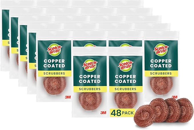 Scotch-Brite Copper Coated Scrubbing Scour Pads, 48 Scouring Scrubber Pads