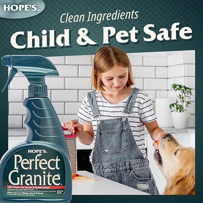 HOPE'S Perfect Granite & Marble Countertop Cleaner and Polish, Streak-Free, Ammonia-Free, 22 Ounce, Pack of 1