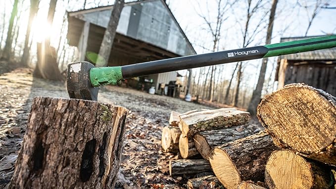 Hooyman Splitting and Chopping Axes, and Splitting Maul with Heavy Duty Construction, V Grind Blade, Ergonomic No-Slip H-Grip Handle, and Sheath for Gardening, Hunting, Camping, Firewood, and Outdoors
