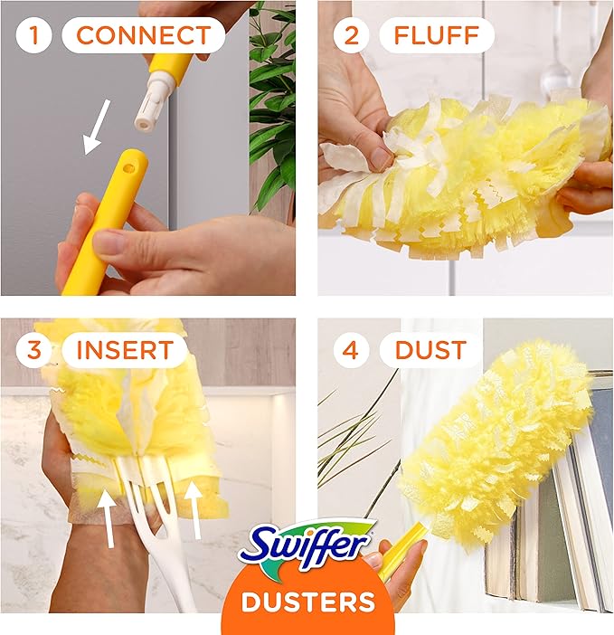 Swiffer Duster Heavy Duty 3 ft Extendable Handle Starter Kit with 3 Refills,(Pack of 6)