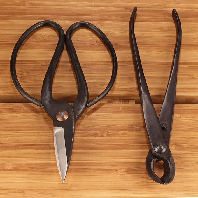 BambooMN Bonsai Basics Set - 8" Concave Cutter, 7" Heavy Duty Shear - 30 Sets