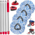 Spin Mop Replacement Head for O Cedar 2 Tank RinseClean, 4 Microfiber mop Refill, 1 Scrub Brush, 1 Mop Stick, 1 Mops Base, Deep Cleaning, 30" to 58" Mop Handle Replacement