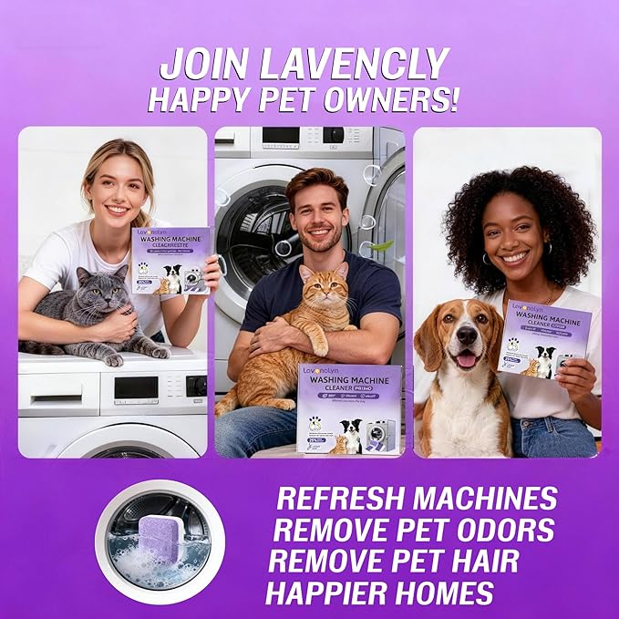 Washing Machine Cleaner Tablets for Pet Owners PRO MAX, Large Enzymatic Deep Cleaning Remove for Cat & Dog Hair, Odor, Residue, Compatible with HE, Top & Front Load