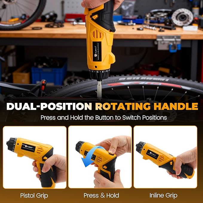 MulWark Electric Screwdriver Set, 4V Cordless Screwdriver with 46 Precision Driver Bit Set in Carrying Case Rechargeable 2-Position Handle, Powered Screwdriver Kit for Home Improvement, DIY Projects
