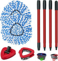 Spin Mop Handle, Mop Heads Replacements,Scrubber Brush and Mop Base Compatible with Ocedar RinseClean 2-Tank System, Mop Handle and Head Replacement Combo Set for Wet Dry Use Floor Cleaning