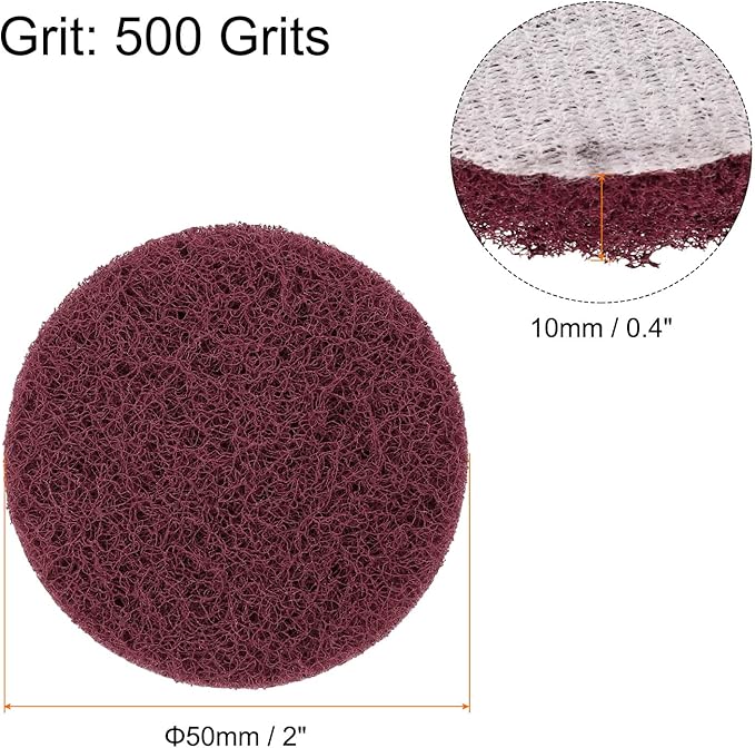 HARFINGTON 20pcs Scrubber Scouring Pads 500 Grits 2 Inch Drill Power Brush Hoop and Loop Surface Conditioning Disc Drill Scuffing Disc Scrub Pads for Home Kitchen Cleaning, Dark Red