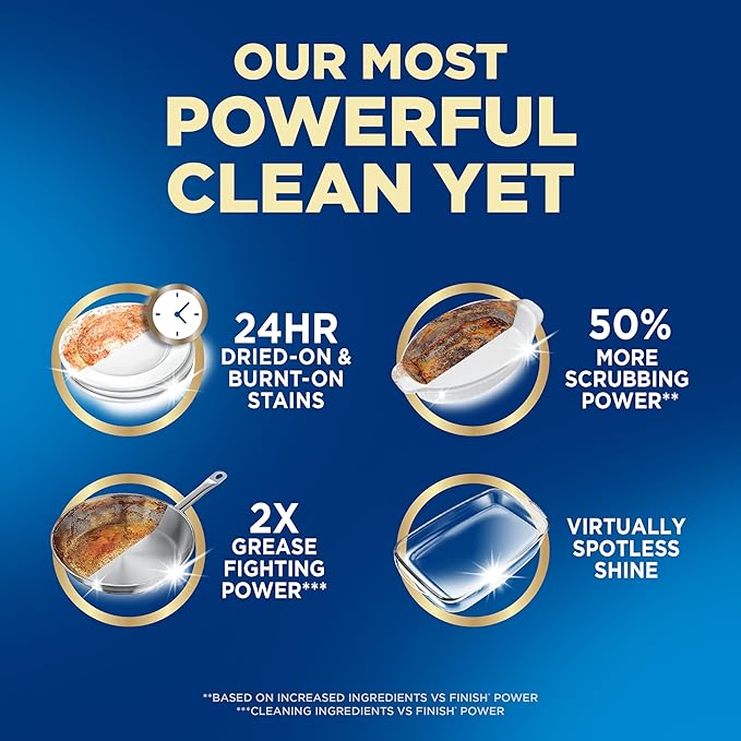 Finish Ultimate Quantum Dishwasher Pods, New & Improved Formula, Dishwasher Detergent Dish Soap, Removes Burnt-On & Dried-On Stain, Degreasing & Scrubbing Power, 70 Count