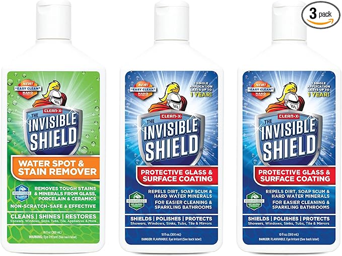 Invisible Shield- Glass Coating & Restorer Pack (10 oz) Cleaner & Glass Treatment for Showers & more