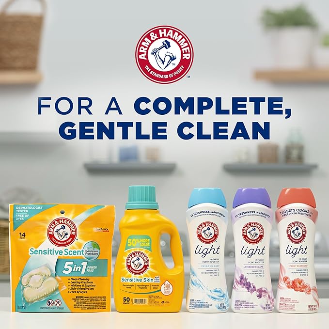 ARM & HAMMER Light In-Wash Scent Booster, Laundry Scent Booster Lavender Escape scent, 24 Oz
