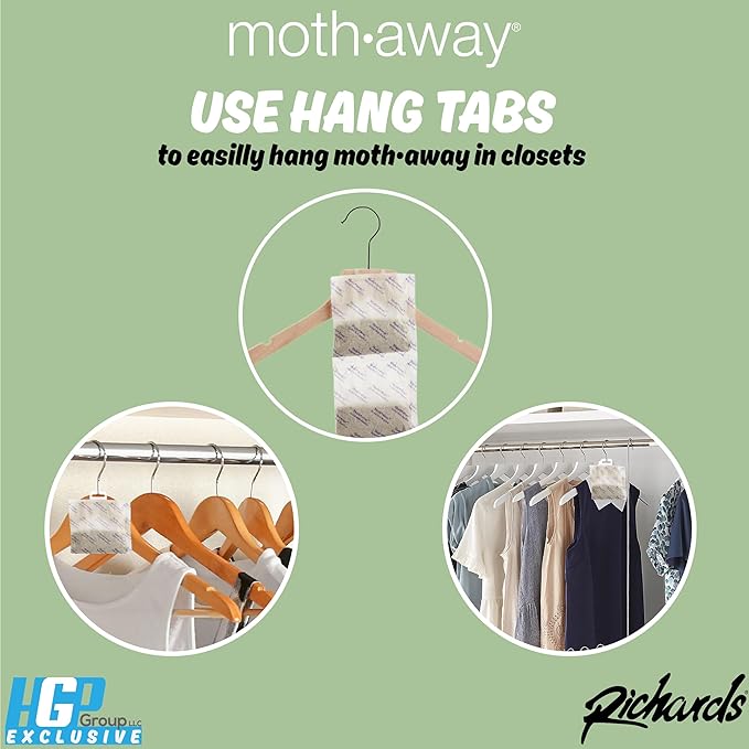 Richards Homewares Moth Away Herbal Repellent – 18 Jumbo Sachets with Hanging Hooks, All-Natural & Non-Toxic Moth Protection, Fresh Mint Scent, Made in USA