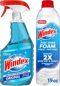 Windex Glass and Window Cleaner, Glass Routine Cleaning Bundle, Includes Original Blue 23oz Trigger Spray Bottle + 19oz Fast Shine Foam