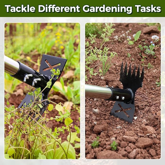 Weed Puller Tool with Extendable 54" Handle – Heavy Duty 2-in-1 Dual-Head Manual Weeder & Garden Hoe for Lawn, Flower Beds, Patio & Vegetable Gardens
