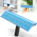 13.8" Window Squeegee for Glass Window Cleaning,All-Purpose Shower Squeegee with Microfiber Scrubber for Bathroom,Shower Glass Door,Mirror,Tile Wall, Car Windshield,Household Window Cleaner Tool,Bule