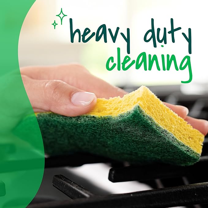 Scotch-Brite Heavy Duty Scrub Sponge, 45 Kitchen Sponges Designed for Tough Messes in The Kitchen That Last 3X Longer*, Best for Cast Iron Skillets and Outdoor Grills, Flexible, Durable, and Strong