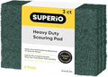 Scouring Pad Non-Scratching Scrubber Non-Scratch Cleaning Scrub Pads Heavy Duty Scouring Pad Reusable Kitchen Scrubbing Pad Pack of 3 Green, by Superio