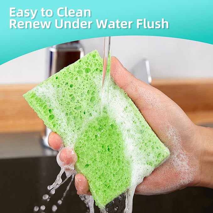 JOYMOOP Dish Sponge Scrubber, Cellulose Sponges Kitchen for Non-Scratch Washing Dishes, Household Cleaning Scrub Natural Sponge, Pack of 12 Colorful Sponges