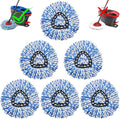 6 Pcs Spin Mop Replacement Heads, 360° Easy Wring Spin Mop 100% Microfiber Refill, Easy Cleaning Spin Mop Heads, 2 Tank System Replace Head for Easy House Cleaning Floor Mopping, Blue&White