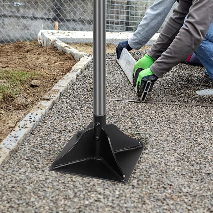 Walensee Steel Tamper 48 inch Steel Handle 10"x10" Garden Tamper with Rubber Grip for Laborsaving All-Steel Tamper Heavy Duty Ideal Tool for Leveling Ground Installing pavers and Repairing Blacktop