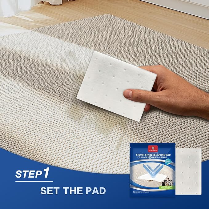 Home Times Carpet Cleaning Wet Wipes, Pet Lifting Pads + Oxy for Stain Removal on Carpet & Area Rug Cleaning, 20 Count(Pack of 1)