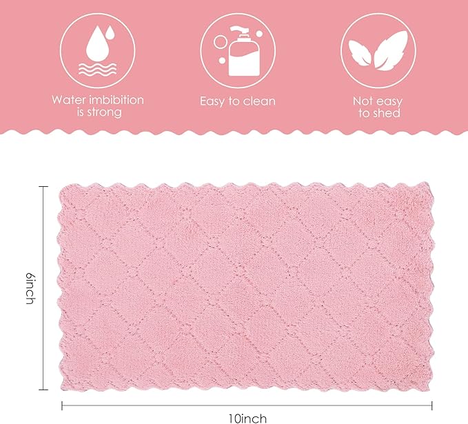 Rachan 11Pack Kitchen Dish Cloths, Reusable Dish Towels, Nonstick Oil Washable Fast Drying, Super Absorbent Coral Velvet Cleaning Cloths for Mom from Daughter Son(Green-grey10 x 6")
