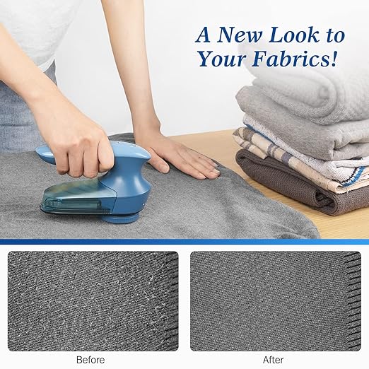 BEAUTURAL Fabric Shaver and Lint Remover, Sweater Defuzzer with 2-Speeds, 2 Replaceable Stainless Steel Blades, Battery Operated, Remove Clothes Fuzz, Lint Balls, Pills, Bobbles